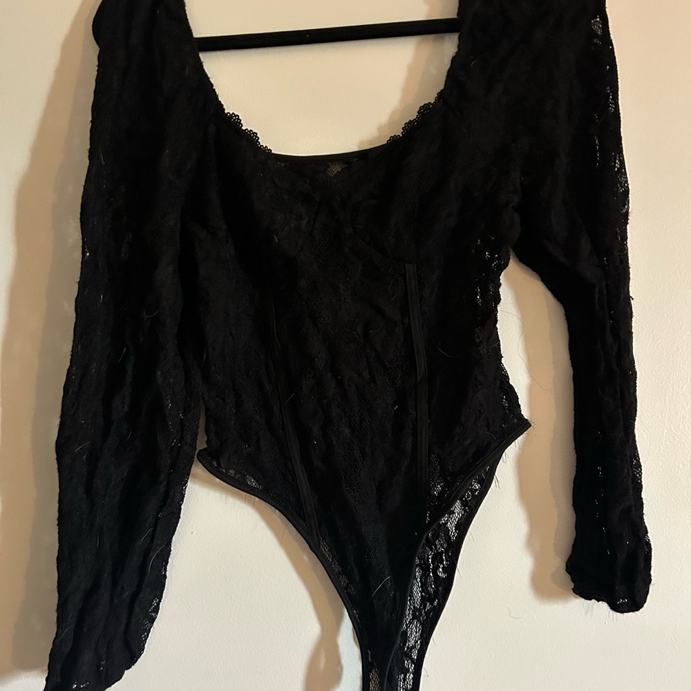 Elegant Black Lace Bodysuit Top